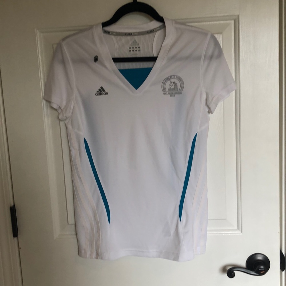 114th Boston Marathon Commemorative Women’s Adidas short sleeve running shirt